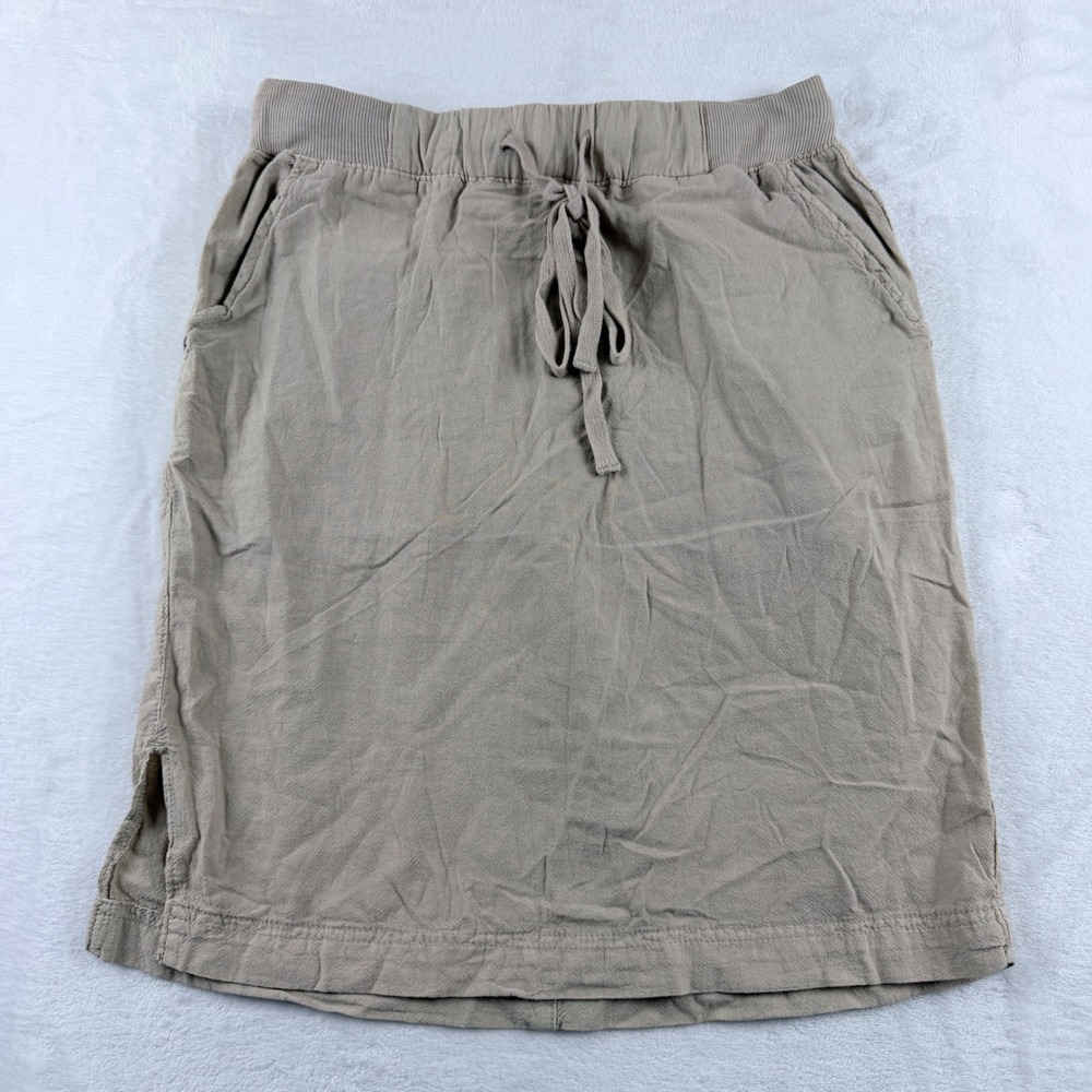 Kaffe Naya Skirt Cotton Elastic Drawstring Waist Tan Size 36